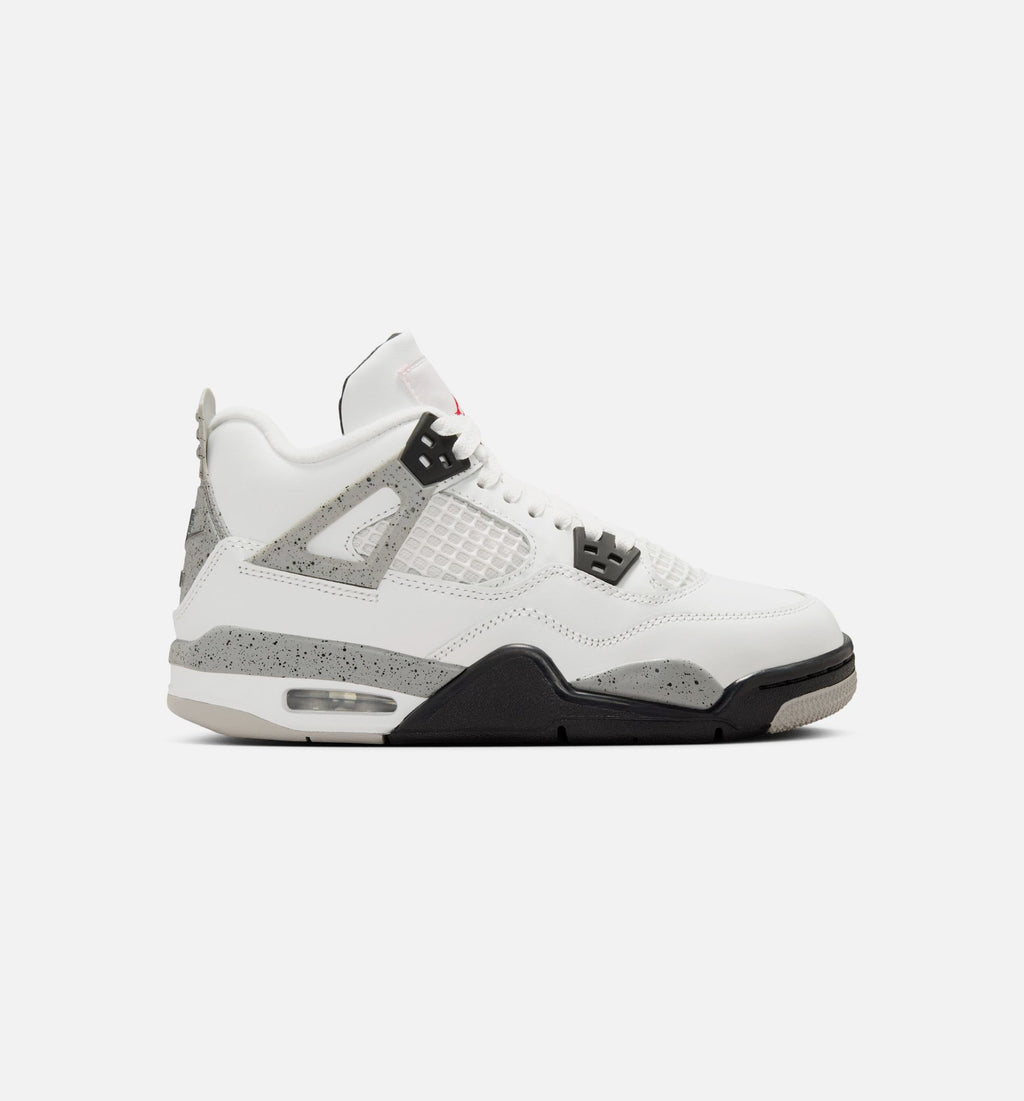 Air Jordan 4 Retro White Cement Big Kids' Lifestyle Shoes - Summit White/Fire Red/Cement Grey/Black