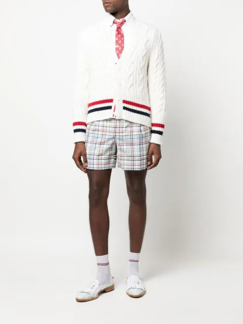 Thom Browne RWB cable-knit V-neck cardigan