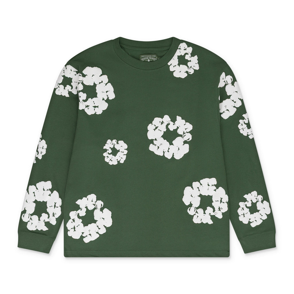 Green Cotton Wreath LS T-shirt