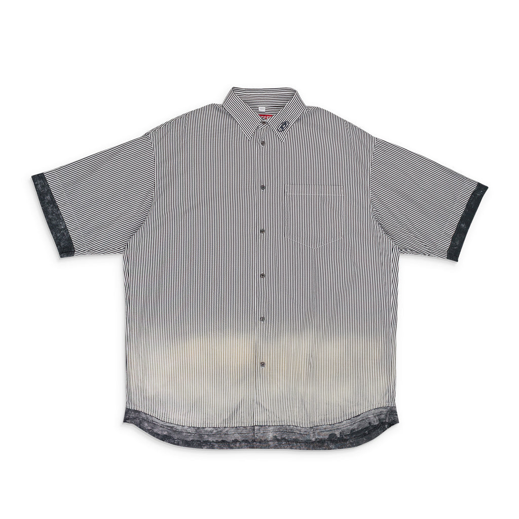 BLUE S-TRAX STRIPED SHORT SLEEVE BUTTON-DOWN SHIRT