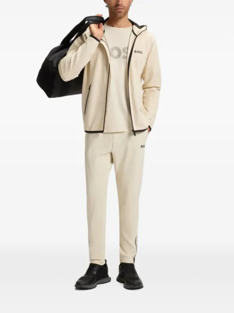 BOSS active stretch-gabardine zip-up hoodie with thermoregulating technology