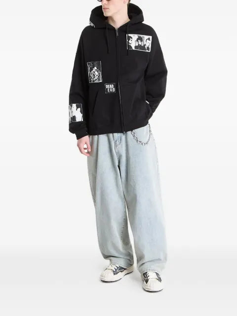 WASTED patch-detail zip hoodie