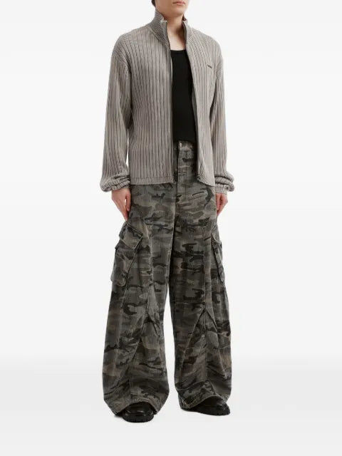 izzue ribbed-knit zip-up cardigan