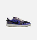 Air Jordan 1 Low OG Grade School Sneakers - Purple / Green / Black / Silver