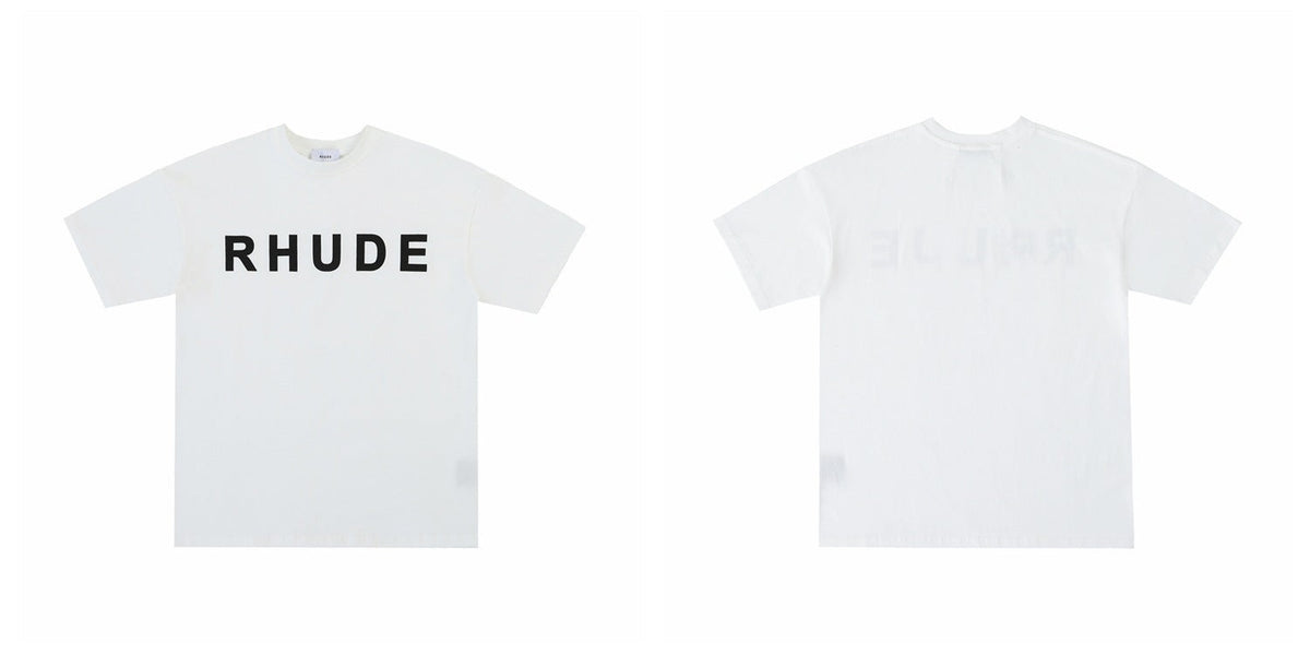 Rhude Graphic Tees Vintage High Street Loose Couple Crew Neck T-Shirt