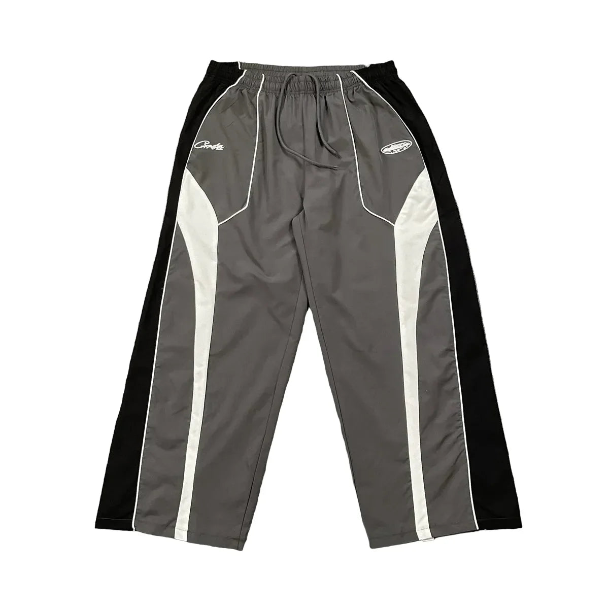 Corteiz Devil's Island Spliced Contrast Casual Pants – Dark Grey