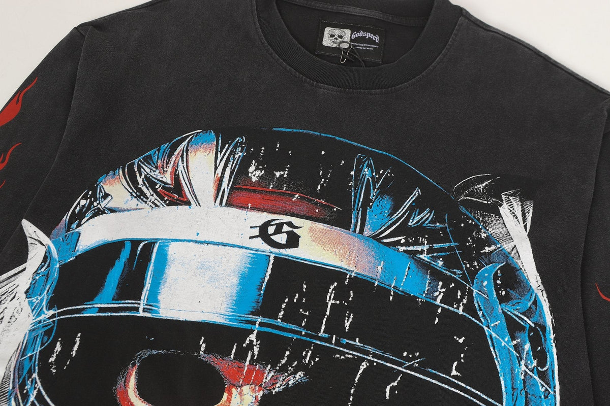 Godspeed Washed Black Rock Graphic Long-Sleeve T-Shirt