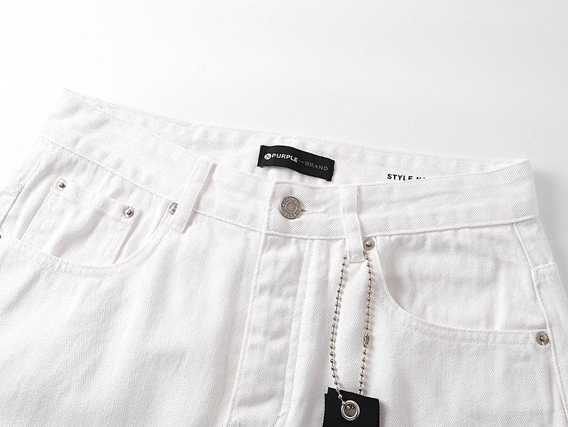 Purple Brand White Distressed Paint-Splatter Jeans