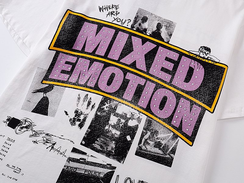 MIXED EMOTION White Graphic T-Shirt