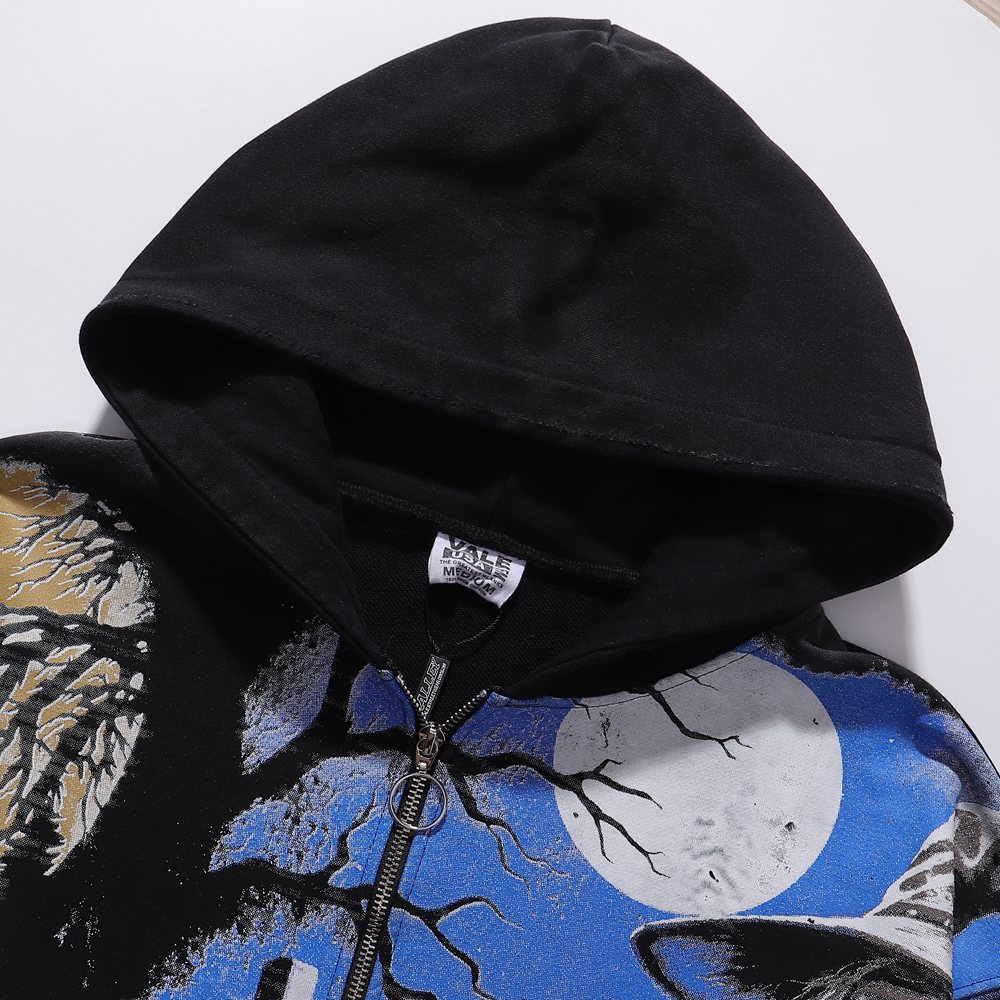 VALE USA Ghost Halloween Graphic Zip-Up Hoodie