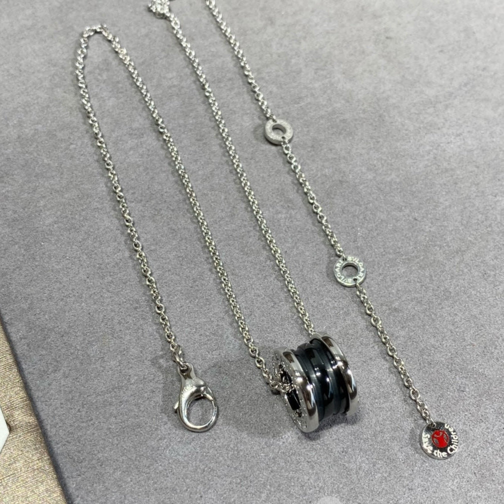 BVLGARI "Little Red Figure" Black Ceramic Necklace