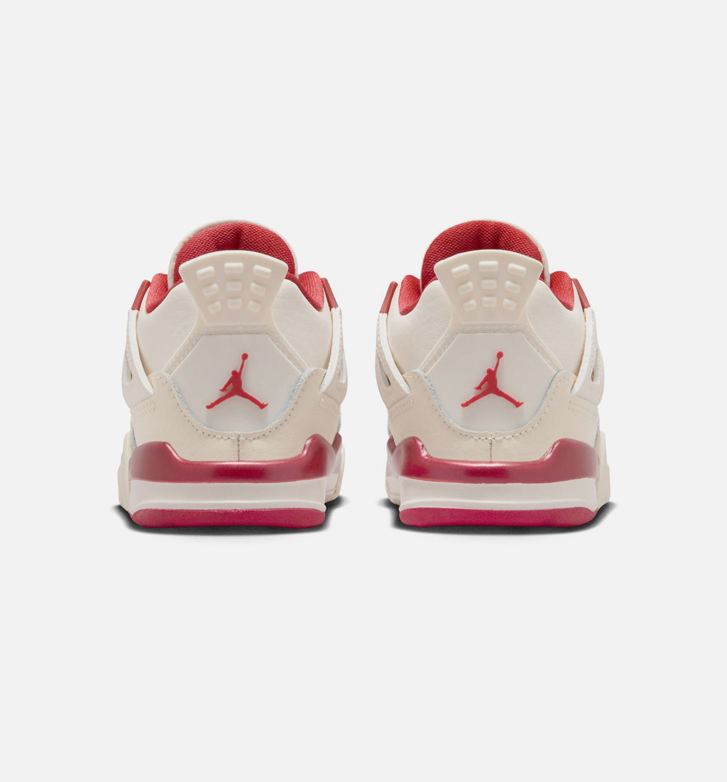 Air Jordan 4 Retro Valentine's Day Infant/Toddler Lifestyle Shoes - Pale Ivory/Sierra Red/Tough Red