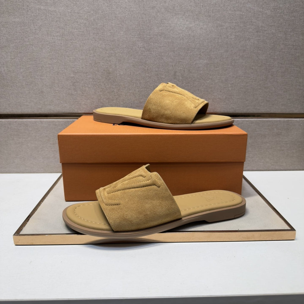 Louis Vuitton Men's Tan Monogram Slide Sandals