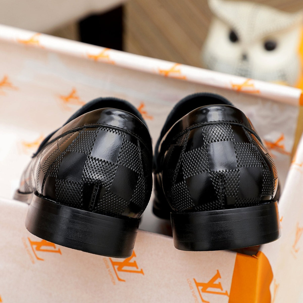 Louis Vuitton Men's Black Woven Leather Loafers