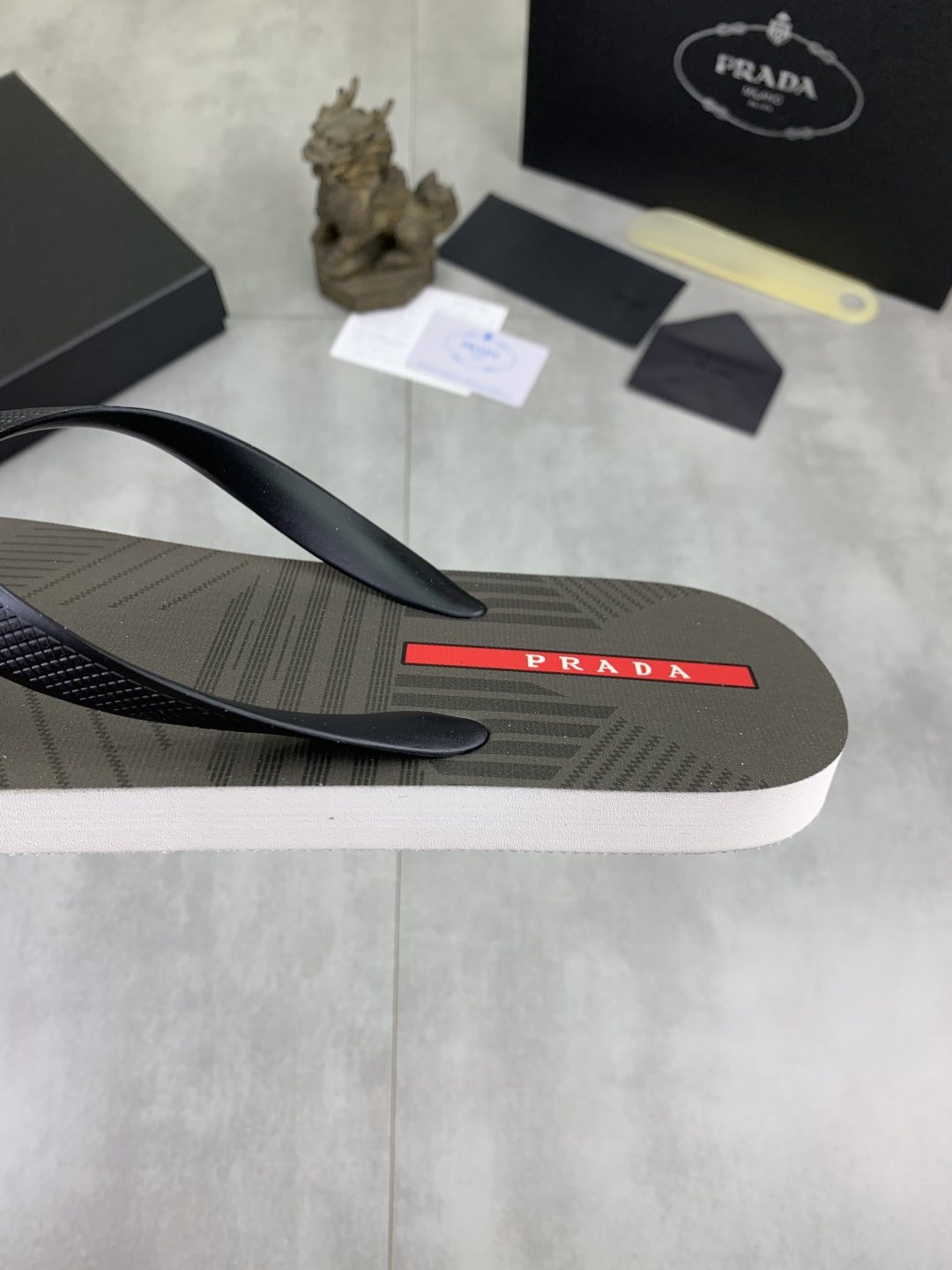Prada Gray and Black Flip-Flops