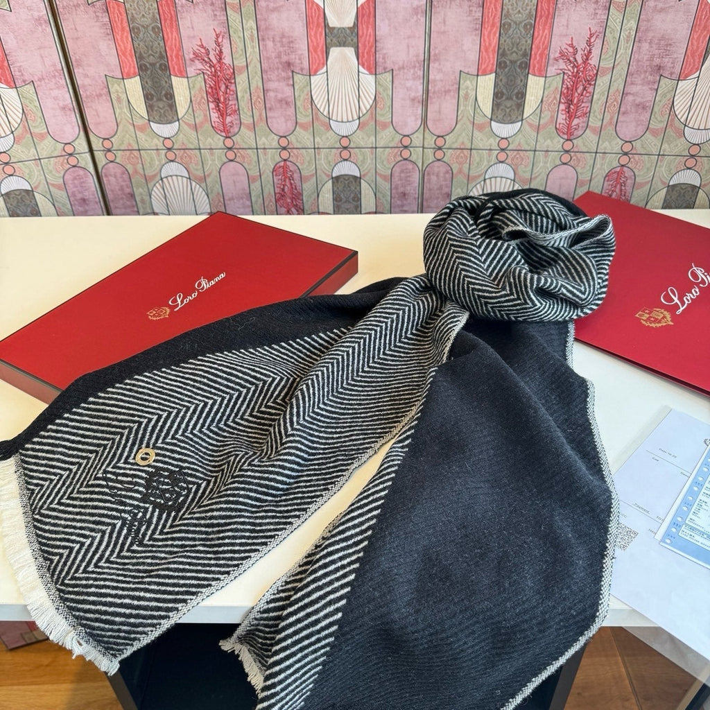 Loro Piana Herringbone Fringe Scarf