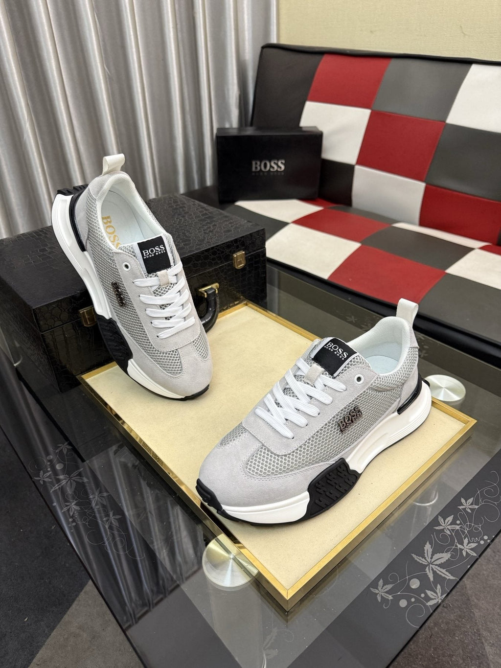 BOSS Men's Mesh Low-Top Sneakers