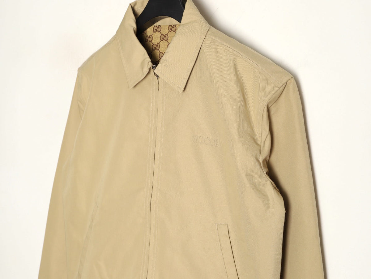 Gucci Beige GUC Chest-Logo Zip Jacket