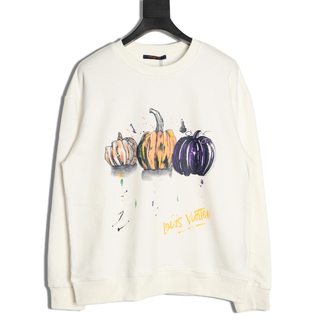 Louis Vuitton Sketch-Style Pumpkin Graphic Crewneck Sweatshirt - Cream